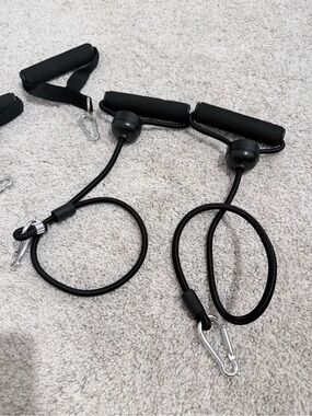 Black Resistance Tube Handles with Carabiner - Fitness Accessory